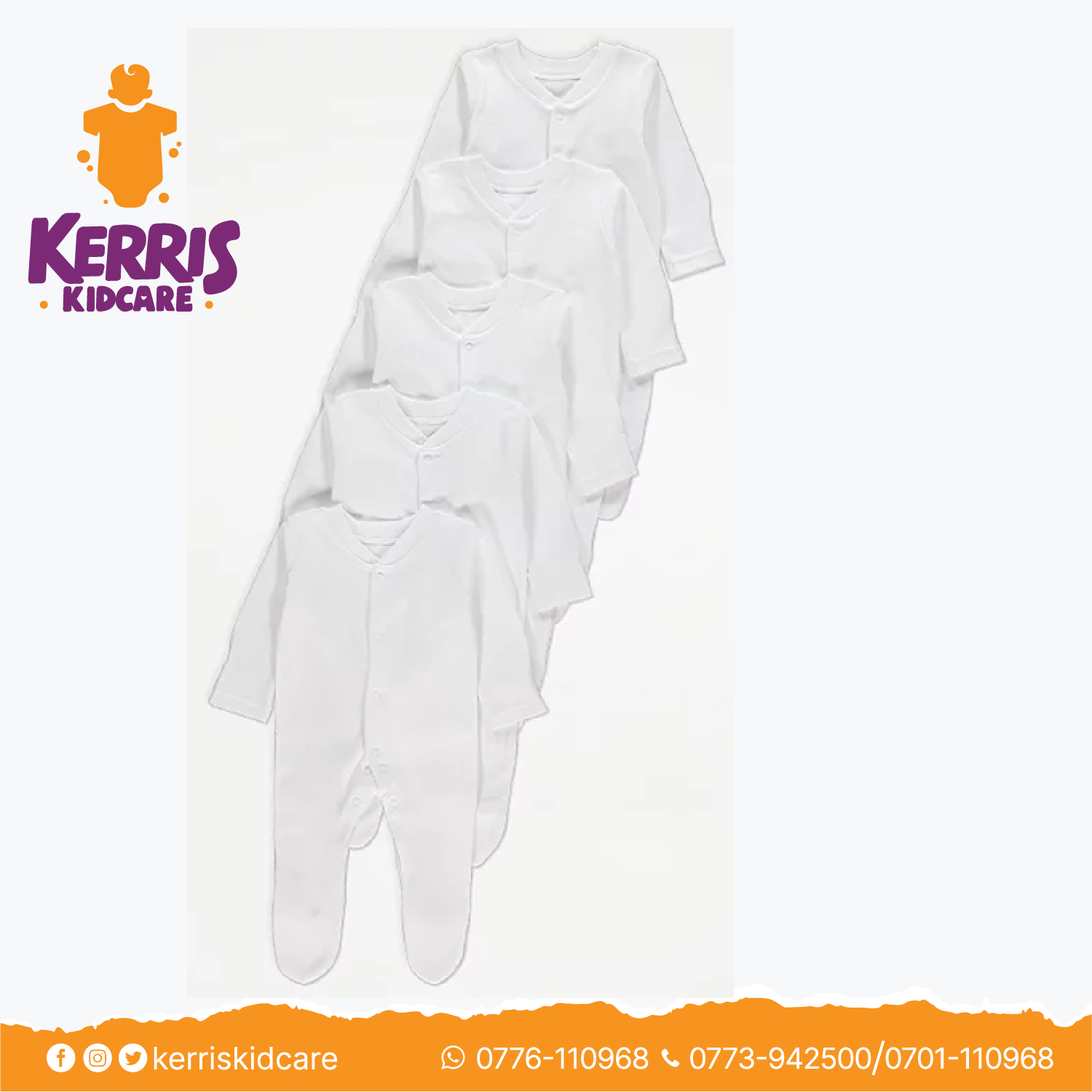 White V-Neck Sleepsuits